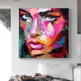 Mintura Handmade Figure Oil Paintings On Canvas Wall Art Decoration Modern Abstract Face Picture For Home Decor Rolled Frameless Unstretche