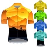 21Grams Men’s Cycling Jersey Short Sleeve Bike Jersey 3 Rear Pockets Reflective Strips Gradient Top Summer Bike wear Mountain Bike Shirt Sp